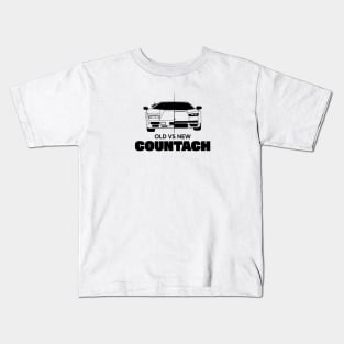 Old vs New Countach Black Outline Kids T-Shirt